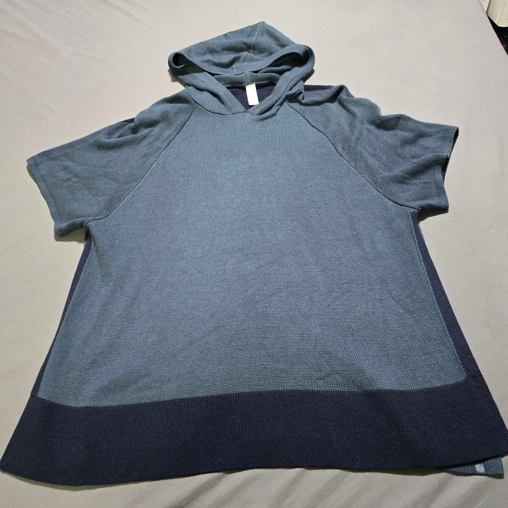Lululemon Opened Up Poncho Women XS/S Blue Cashmere Blend Short Sleeve - Picture 1 of 6